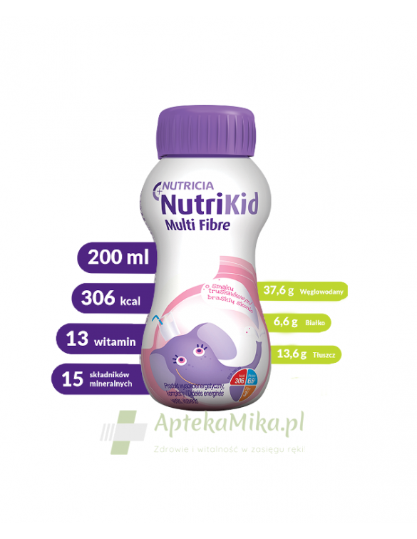 NutriKid Multi Fibre o smaku truskawkowym - 200 ml