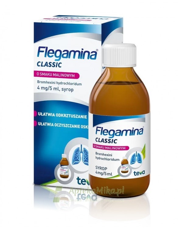 Flegamina Classic 4 mg/5ml o smaku malinowym syrop - 120 ml