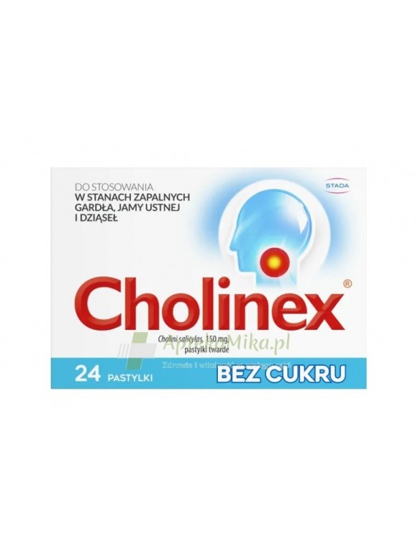 Cholinex bez cukru - 24 pastylki do ssania