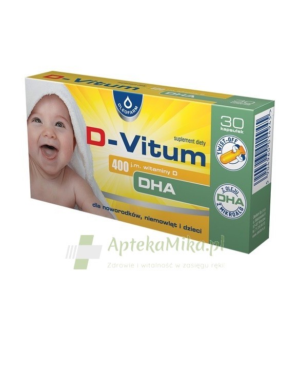 D-Vitum 400 j.m. witaminy D, DHA dla niemowląt - 30 kapsułek twist-off