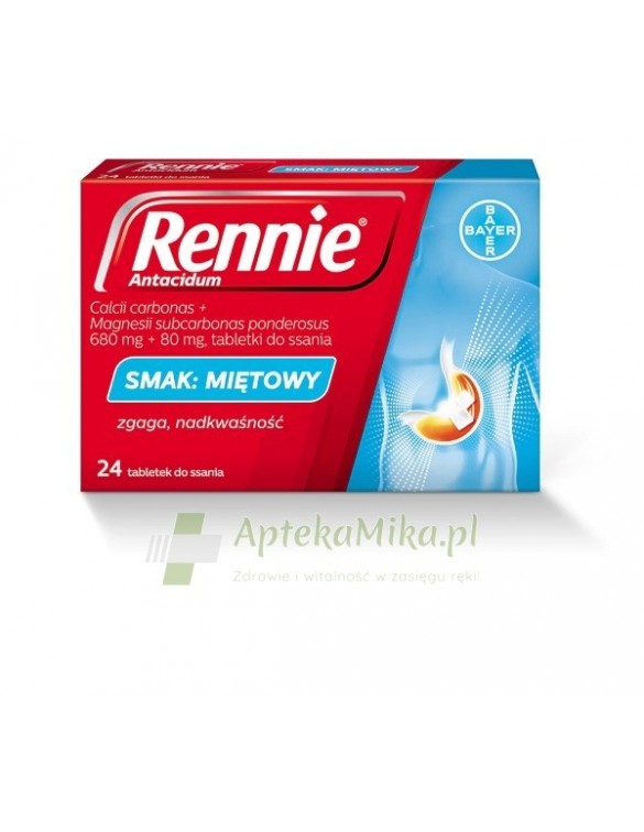 Rennie Antacidum 0,68g+0,08g - 24 tabletek do ssania