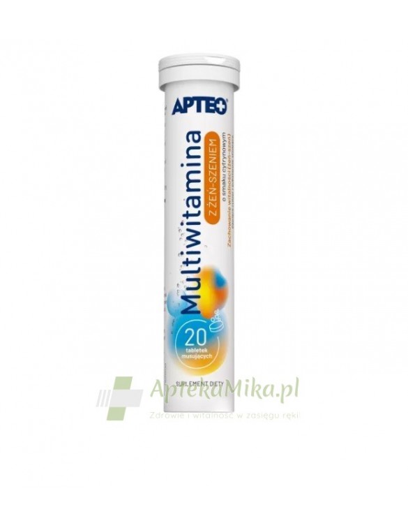 Multiwitamina z żeń-szeniem o smaku cytrynowym APTEO - 20 tabletek musujących
