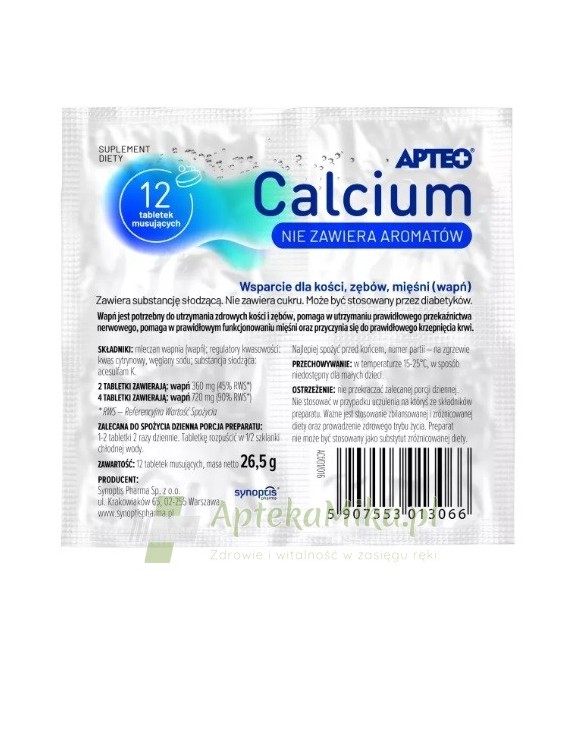 APTEO Calcium bezsmakowe - 12 tabletek musujących