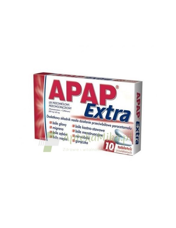 Apap Extra 500mg + 65mg - 10 tabletek powlekanych