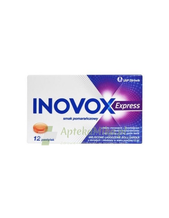 Inovox Express smak miętowy - 12 pastylek twardych