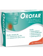 Orofar 1mg+1mg - 24 tabletki do ssania