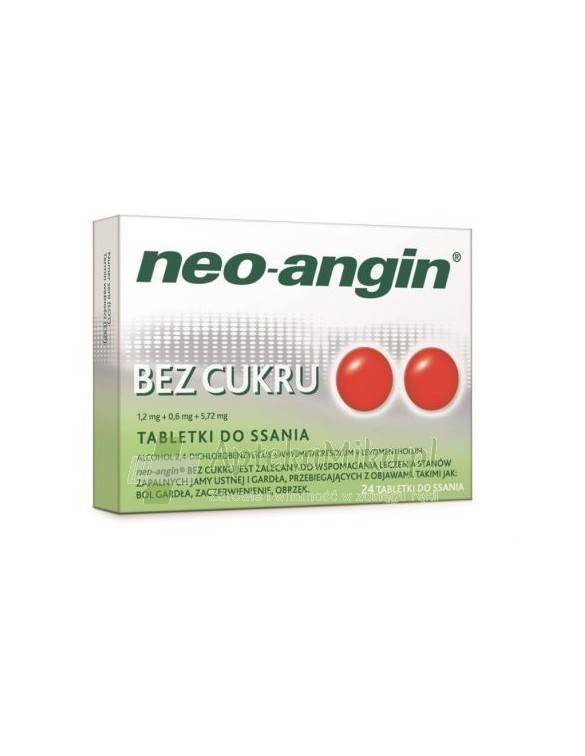 Neo-Angin bez cukru 1,2mg+0,6mg+5,72mg - 24 tabletki do ssania
