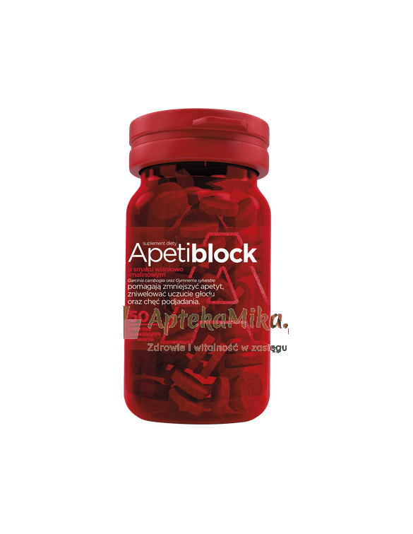 Apetiblock o smaku wiśniowo-malinowym - 50 tabletek do ssania