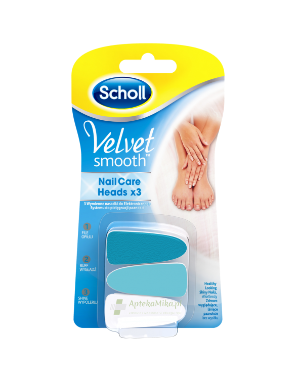 SCHOLL Velvet Smooth 3 wymienne nasadki do pielęgnacji paznokci - 1 opakowanie