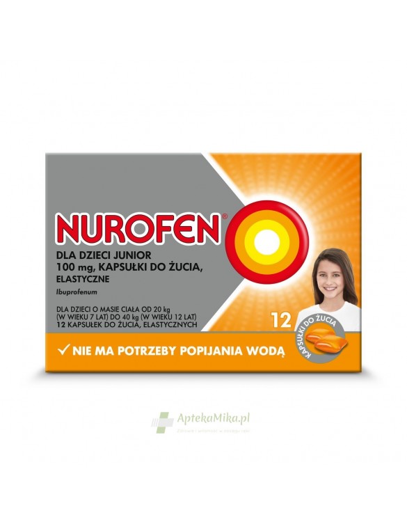 Nurofen dla dzieci Junior 100 mg - 12 kapsułek do żucia