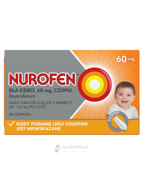 Nurofen dla dzieci 60 mg - 10 czopków doodbytniczych