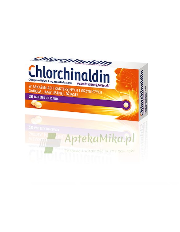 Chlorchinaldin 2 mg o smaku czarnej porzeczki - 20 tabletek do ssania