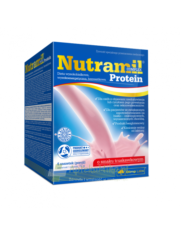 Olimp Nutramil Complex Protein smak truskawkowy - 6 saszetek